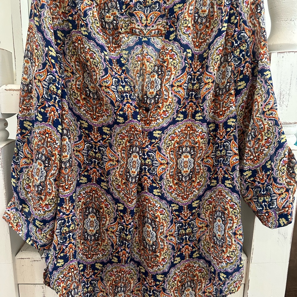 Antilia Femme Blue and Orange Paisley Blouse